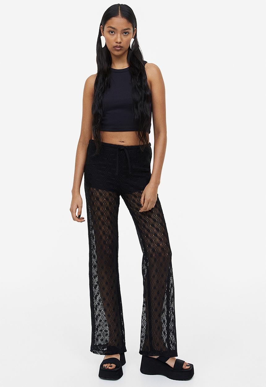 H&M - Crochet-look pull-on trousers - black