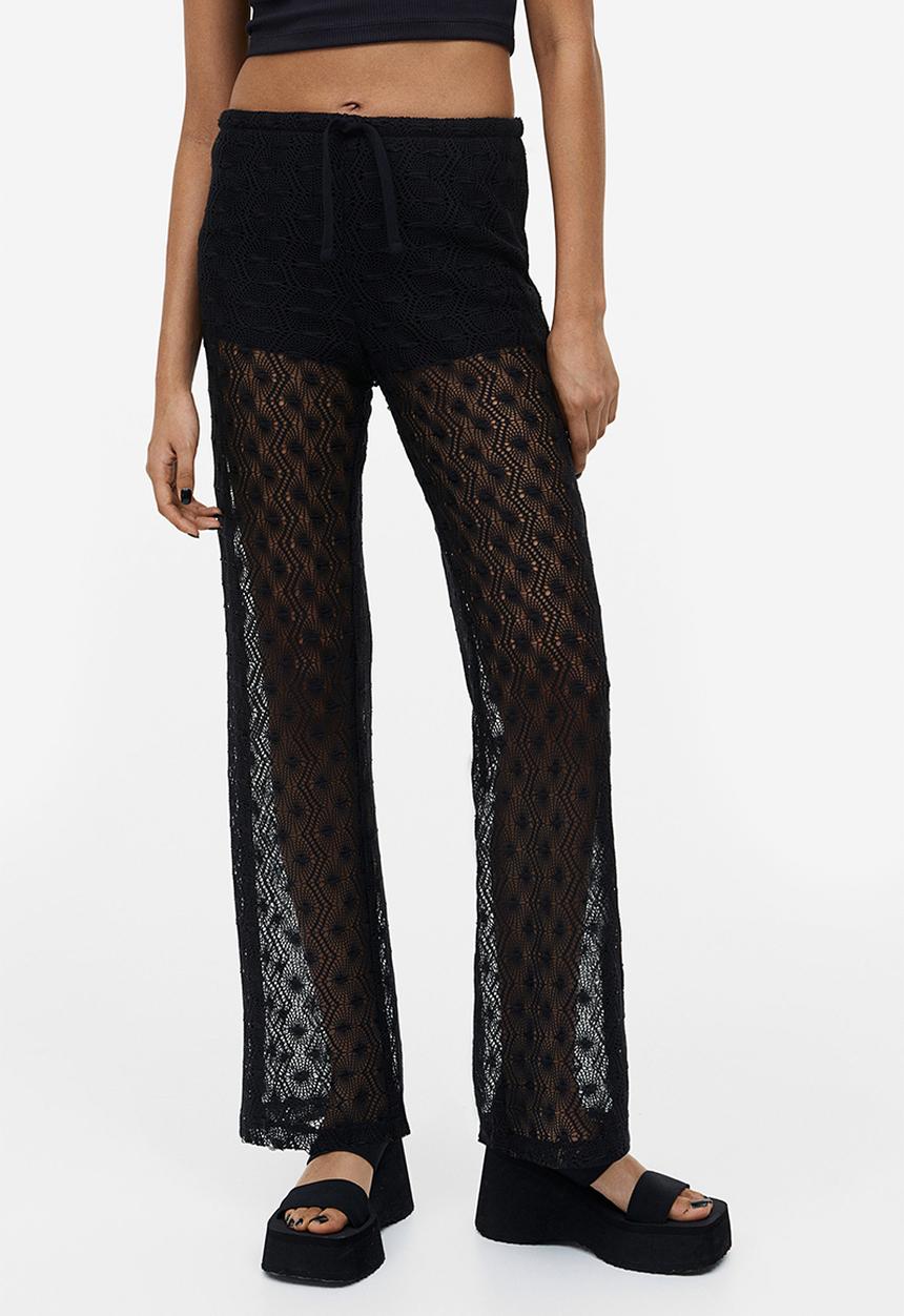 H&M - Crochet-look pull-on trousers - black