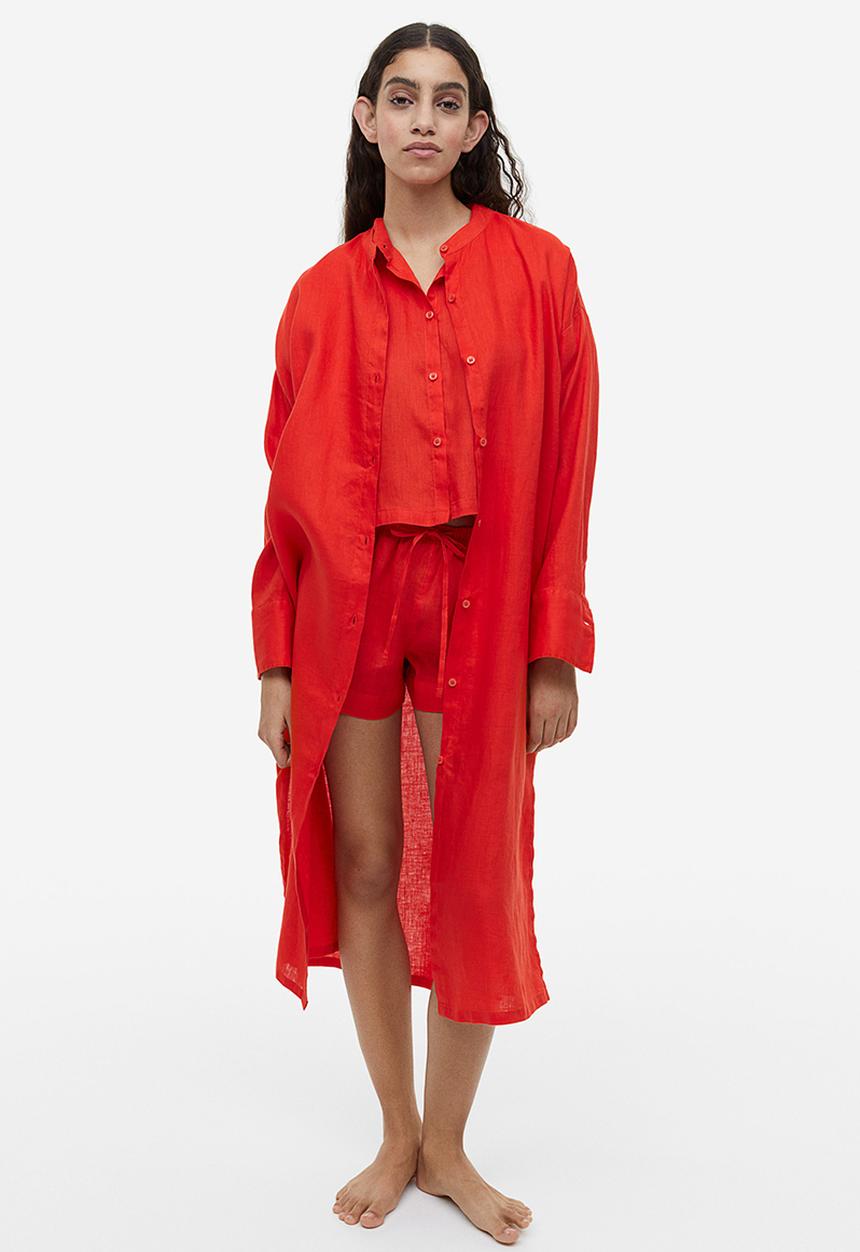 H&M - Linen shorts - bright orange