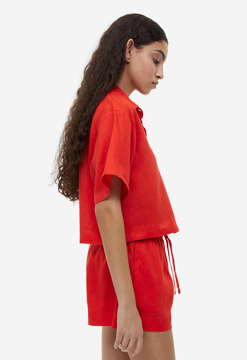 H&M - Linen shorts - bright orange