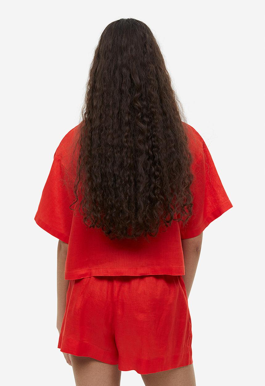 H&M - Linen shorts - bright orange