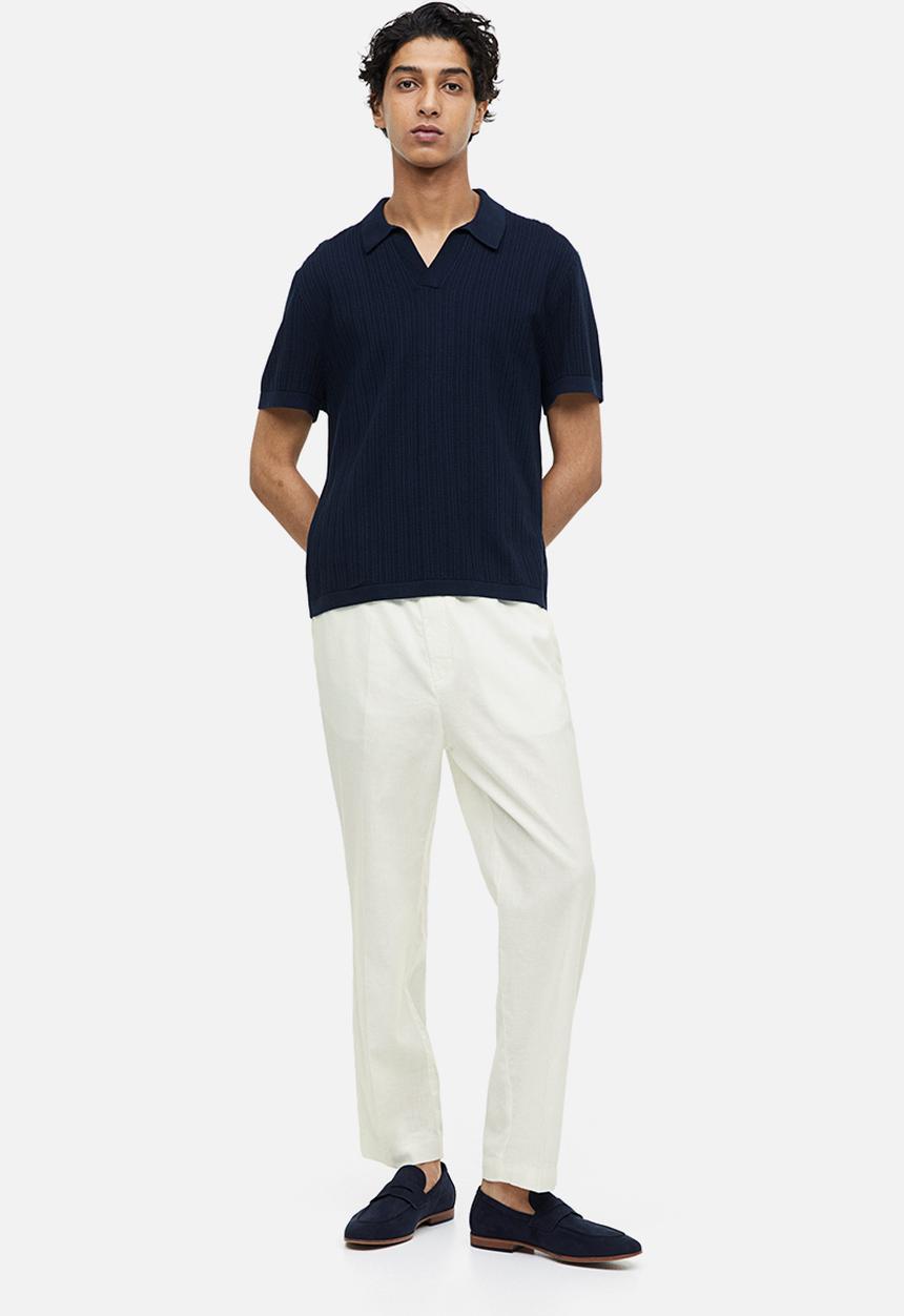 H&M - Regular fit linen-mix trousers - white