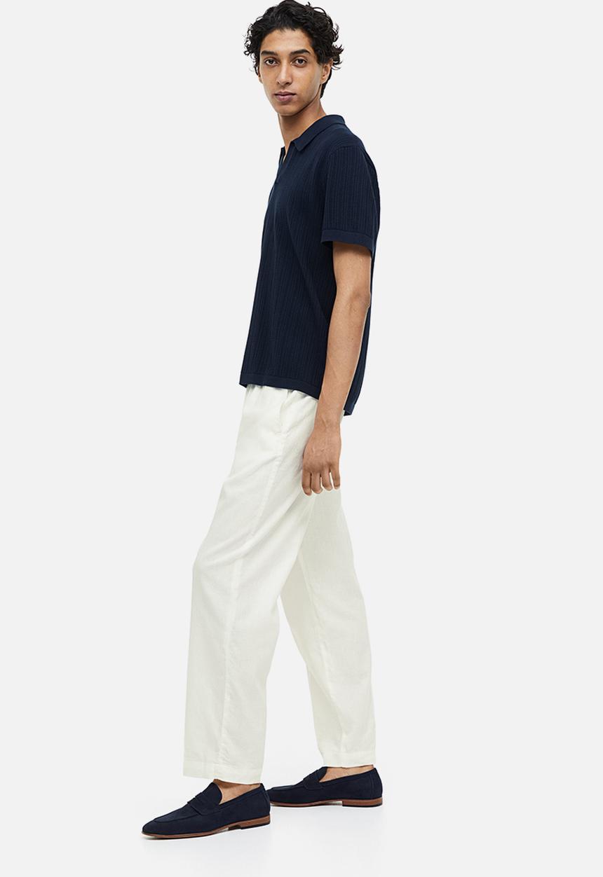 H&M - Regular fit linen-mix trousers - white