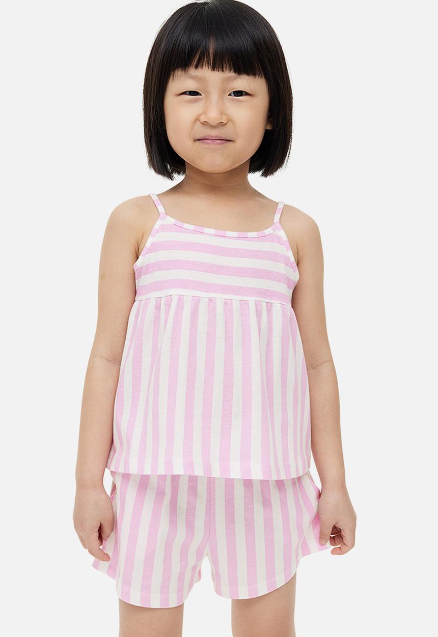 H&M - Cotton strappy top - multi,pink