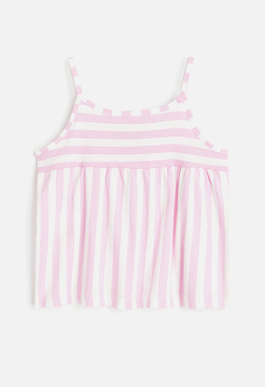 H&M - Cotton strappy top - multi,pink