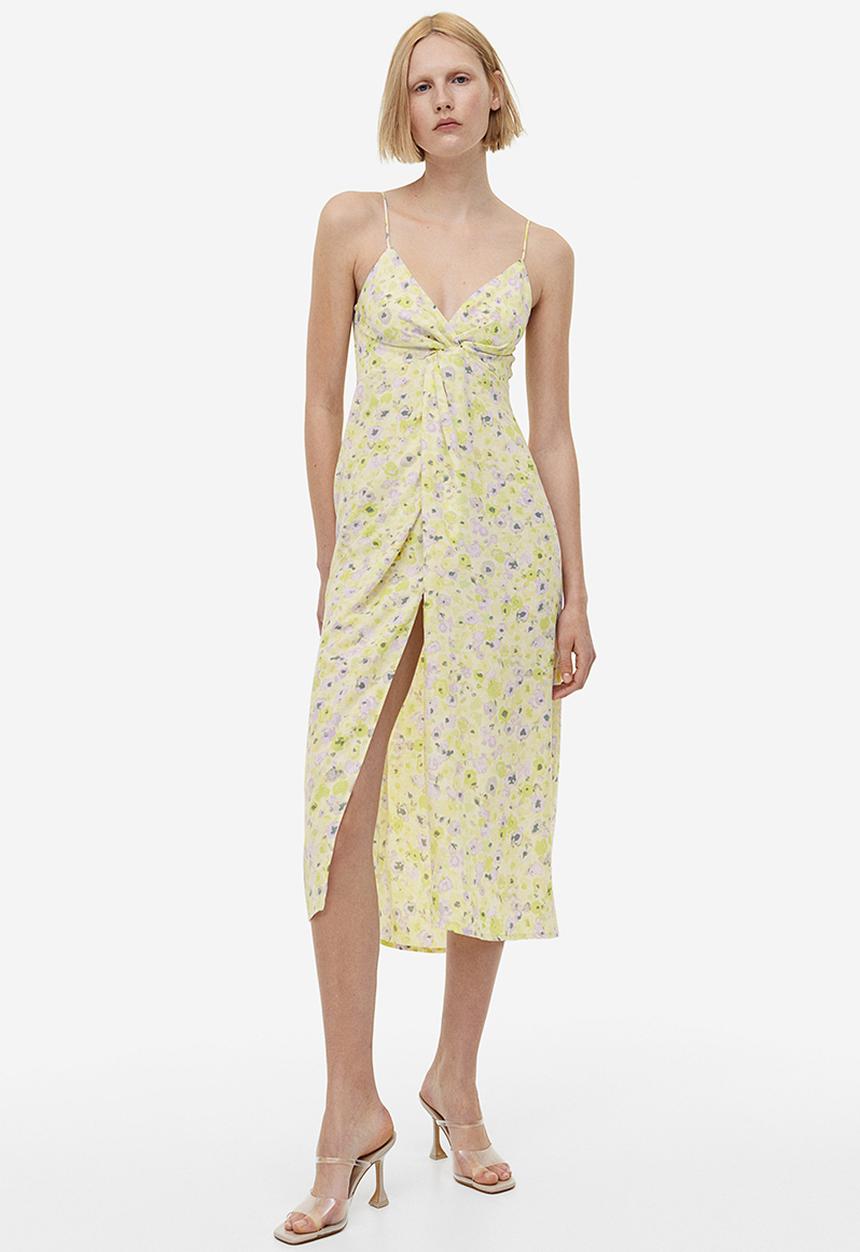 H&M - V-neck dress - light yellow floral
