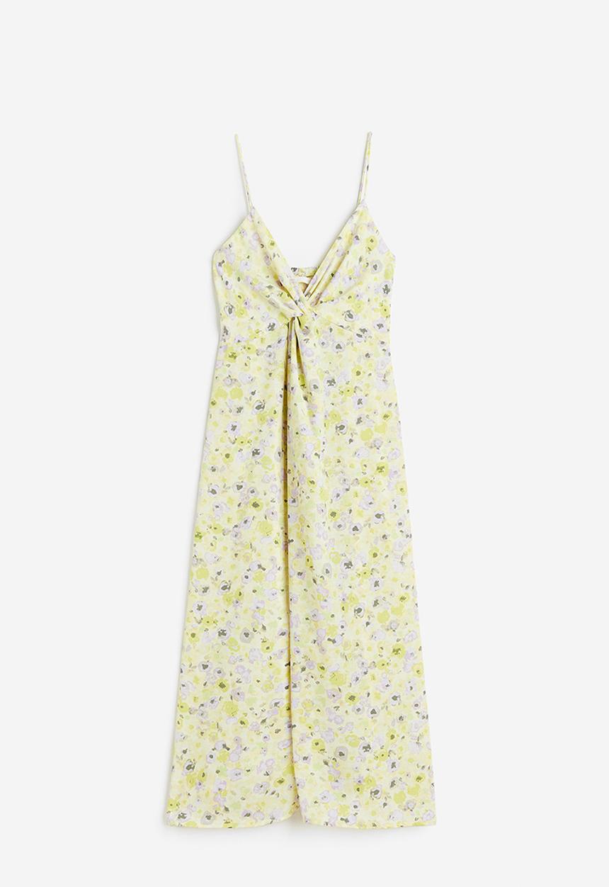 H&M - V-neck dress - light yellow floral