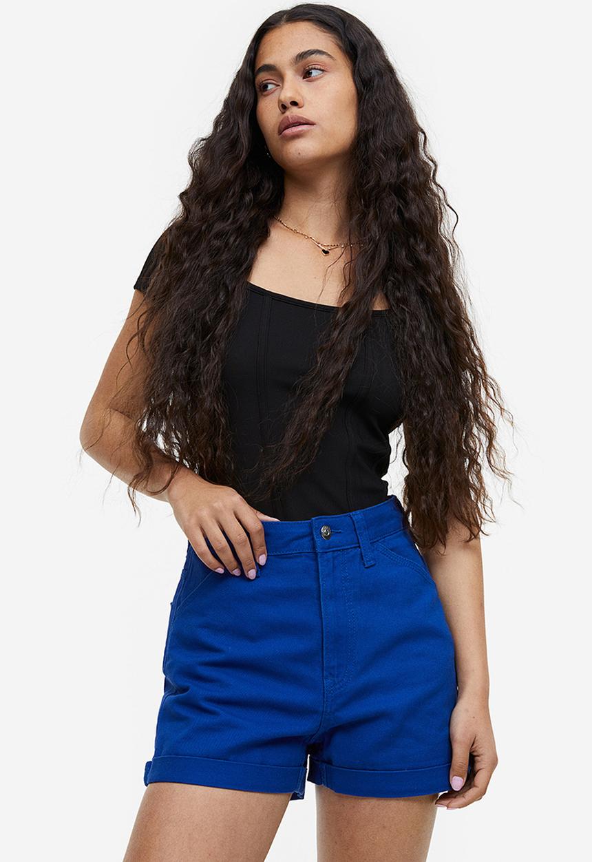 H&M - High-waisted cargo shorts - blue