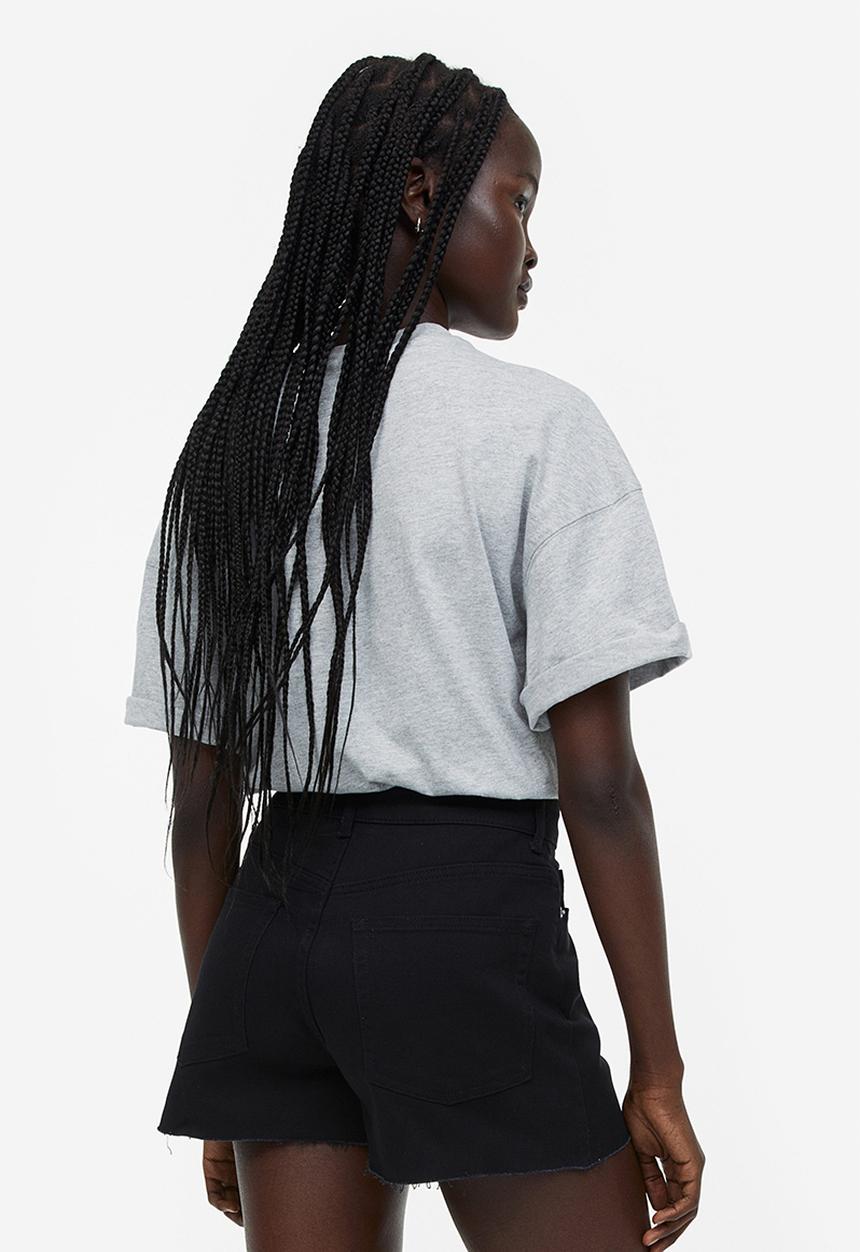 H&M - High-waisted twill shorts - black
