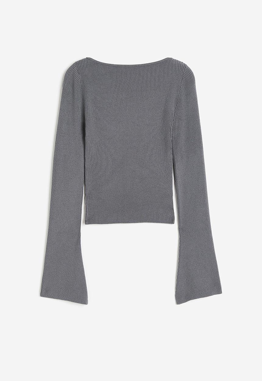 H&M - Rib-knit top - dark grey