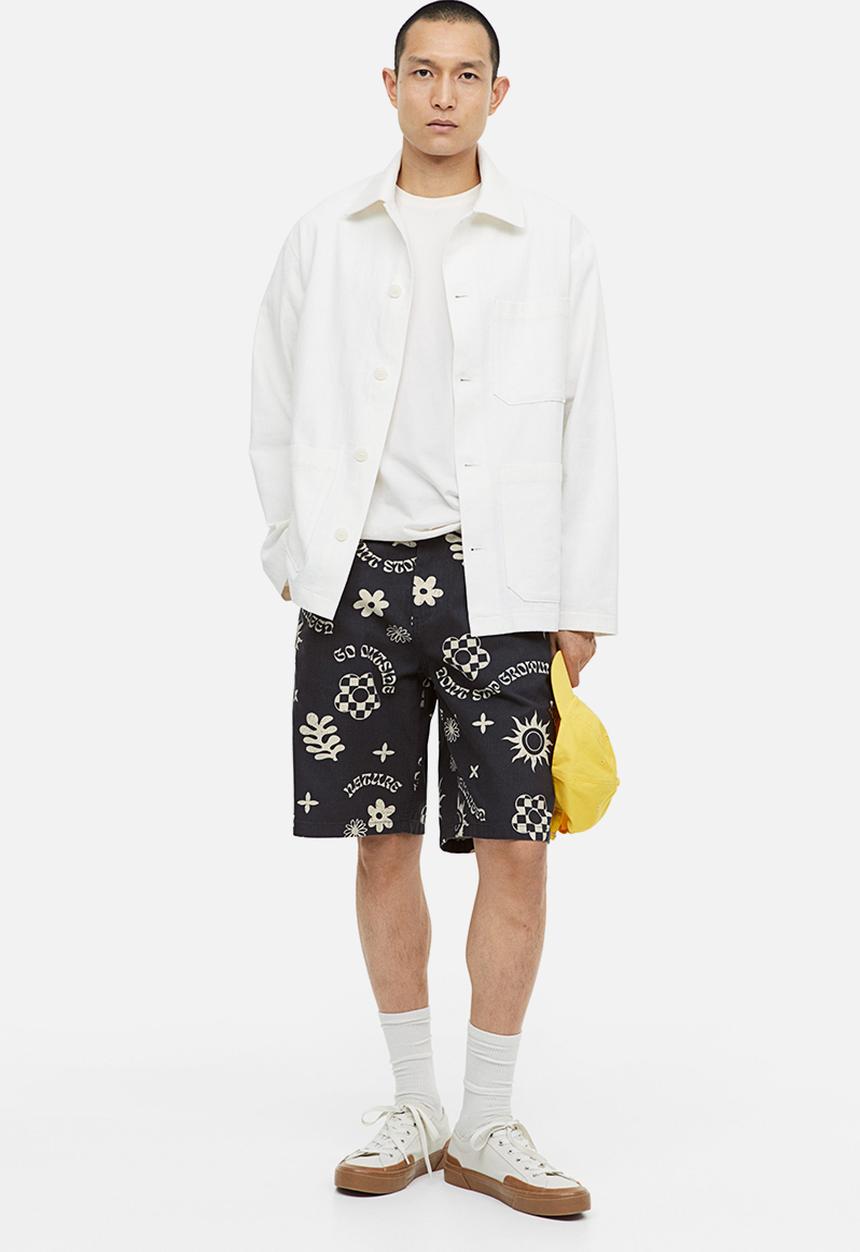 H&M - Relaxed fit worker shorts - black
