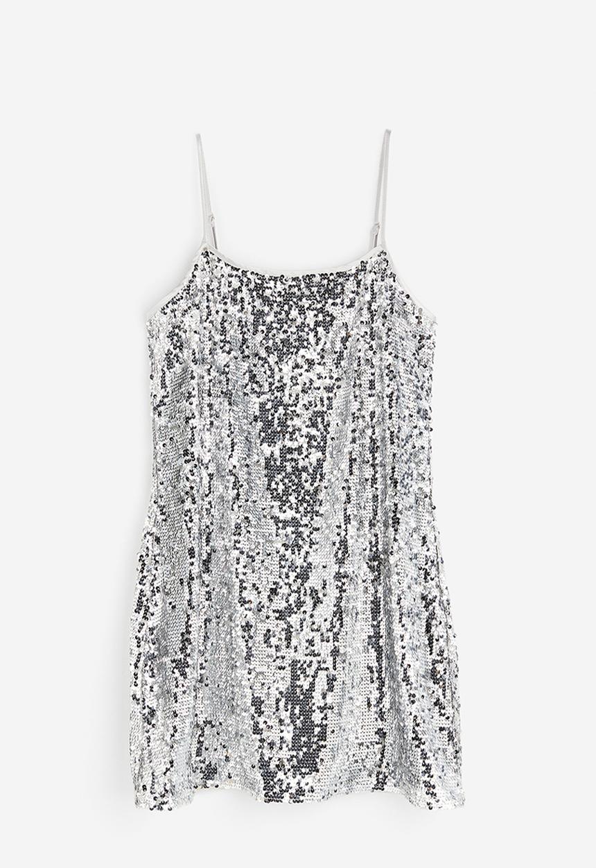 H&M - Sequined mini dress - silver coloured