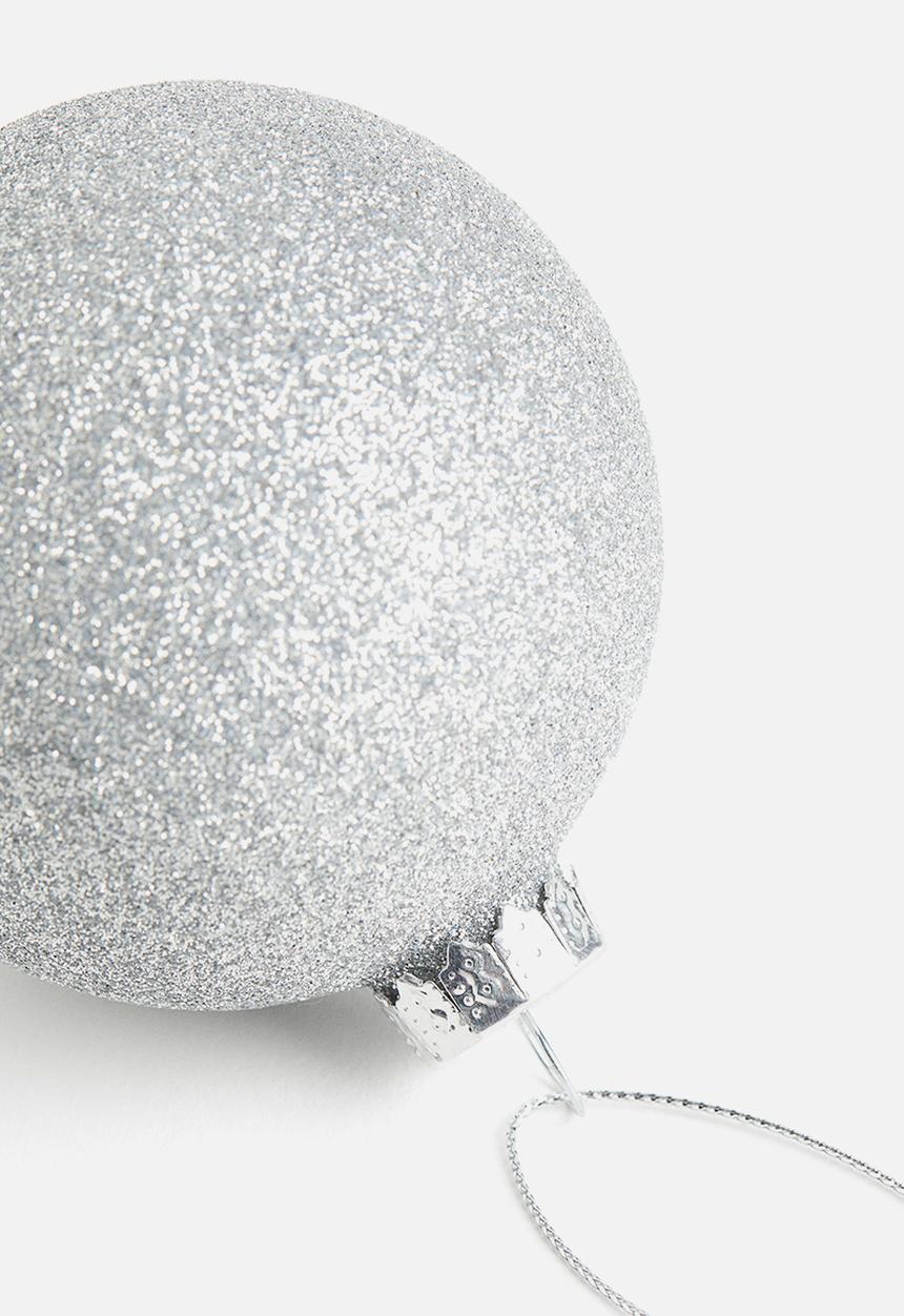 H&M - Glittery glass christmas bauble - silver