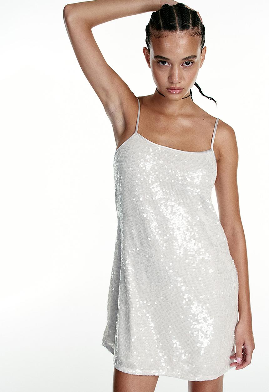 H&M - Sequined mini dress - light grey