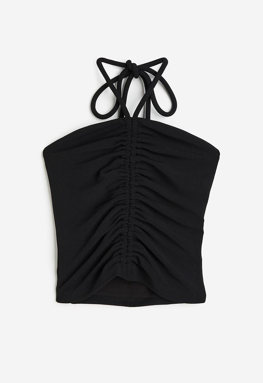 H&M - Halterneck drawstring top - black