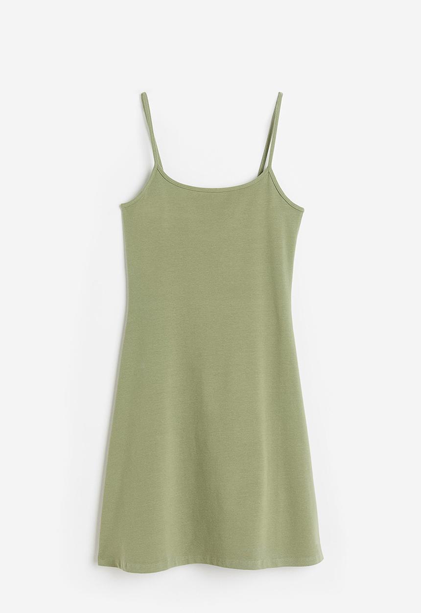 H&M - Flared-skirt jersey dress - green