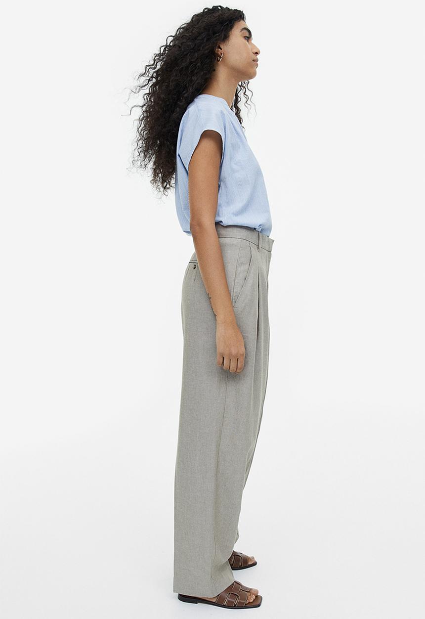 H&M - V-neck blouse - light blue & white striped
