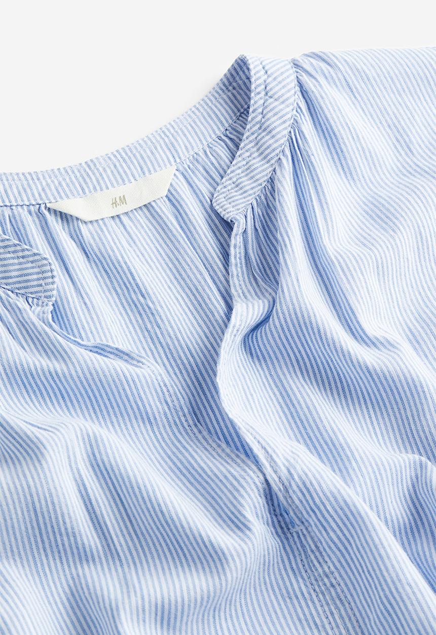 H&M - V-neck blouse - light blue & white striped