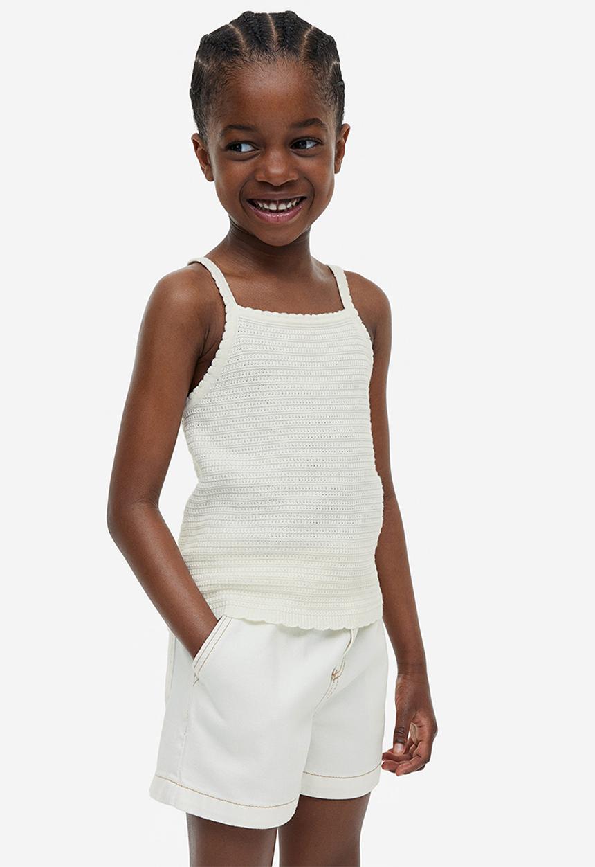 H&M - Loose fit denim shorts - white