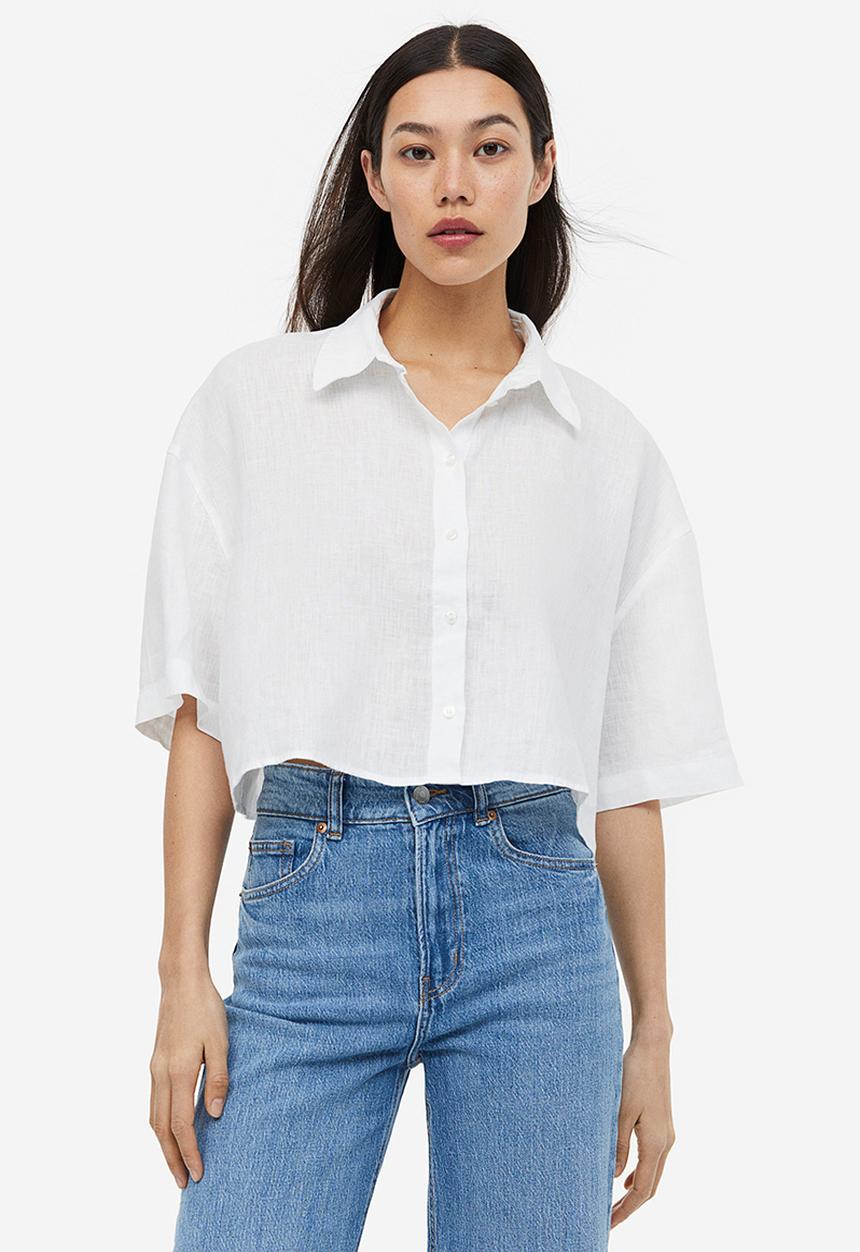 H&M - Oversized linen shirt - white
