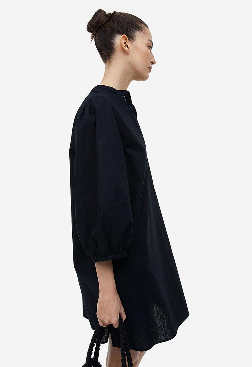 H&M - Linen-blend tunic dress - black