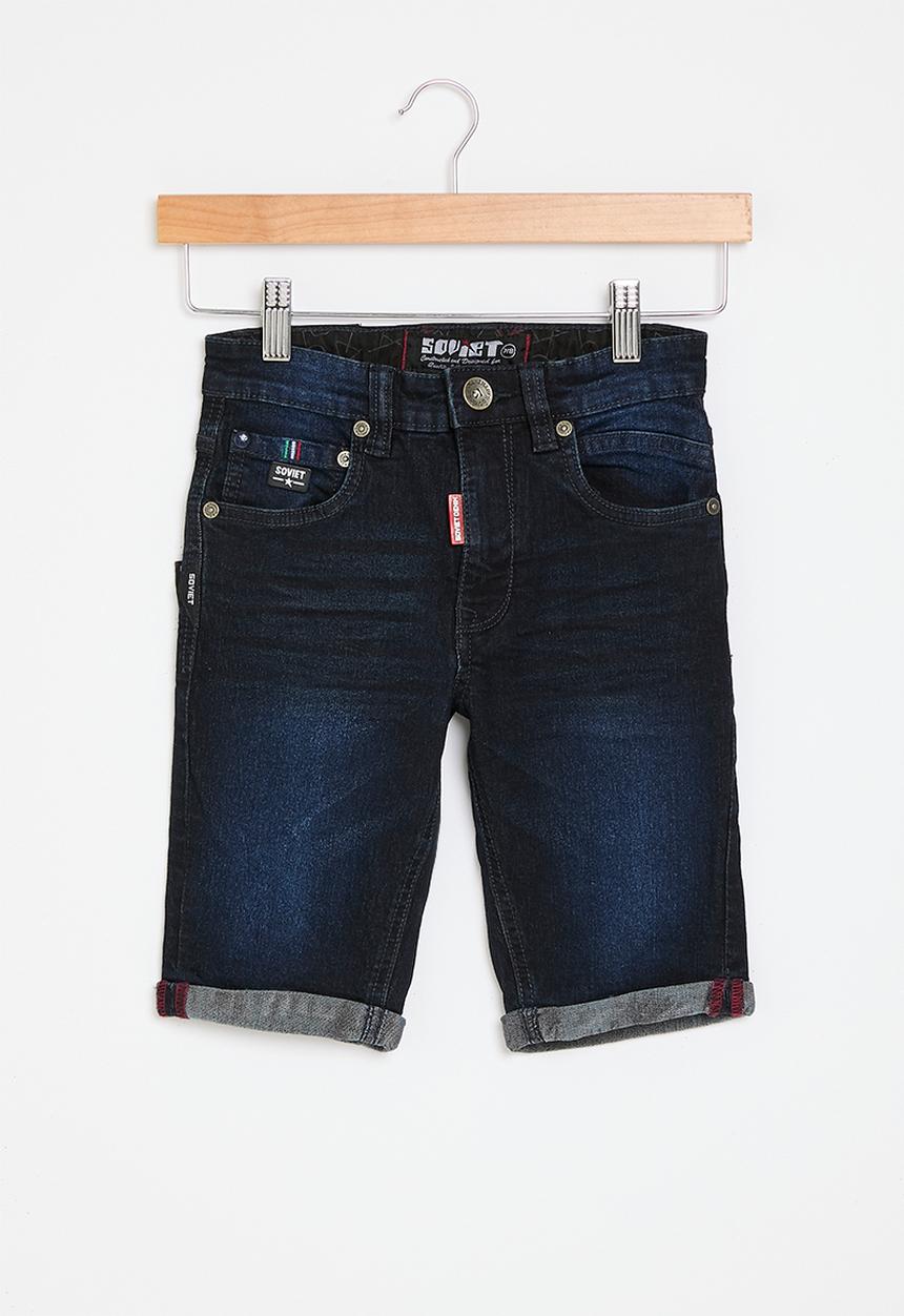 SOVIET - Boys denim short - blue black