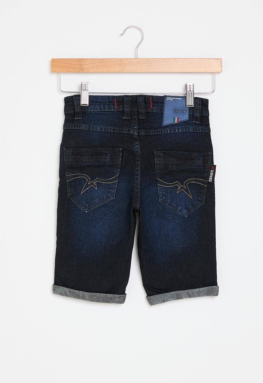 SOVIET - Boys denim short - blue black