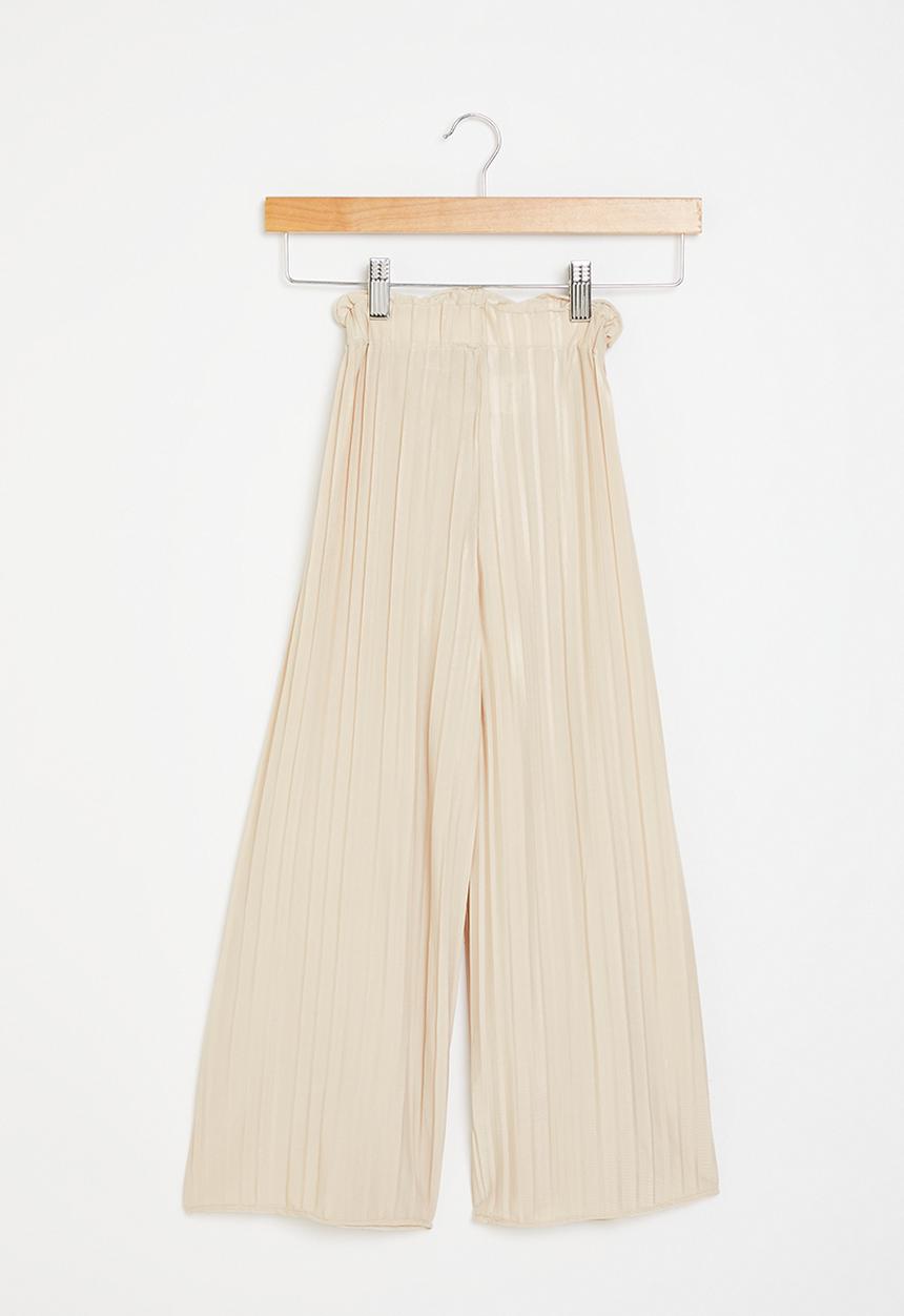 Pop Candy - Drawstring wide leg pants - beige