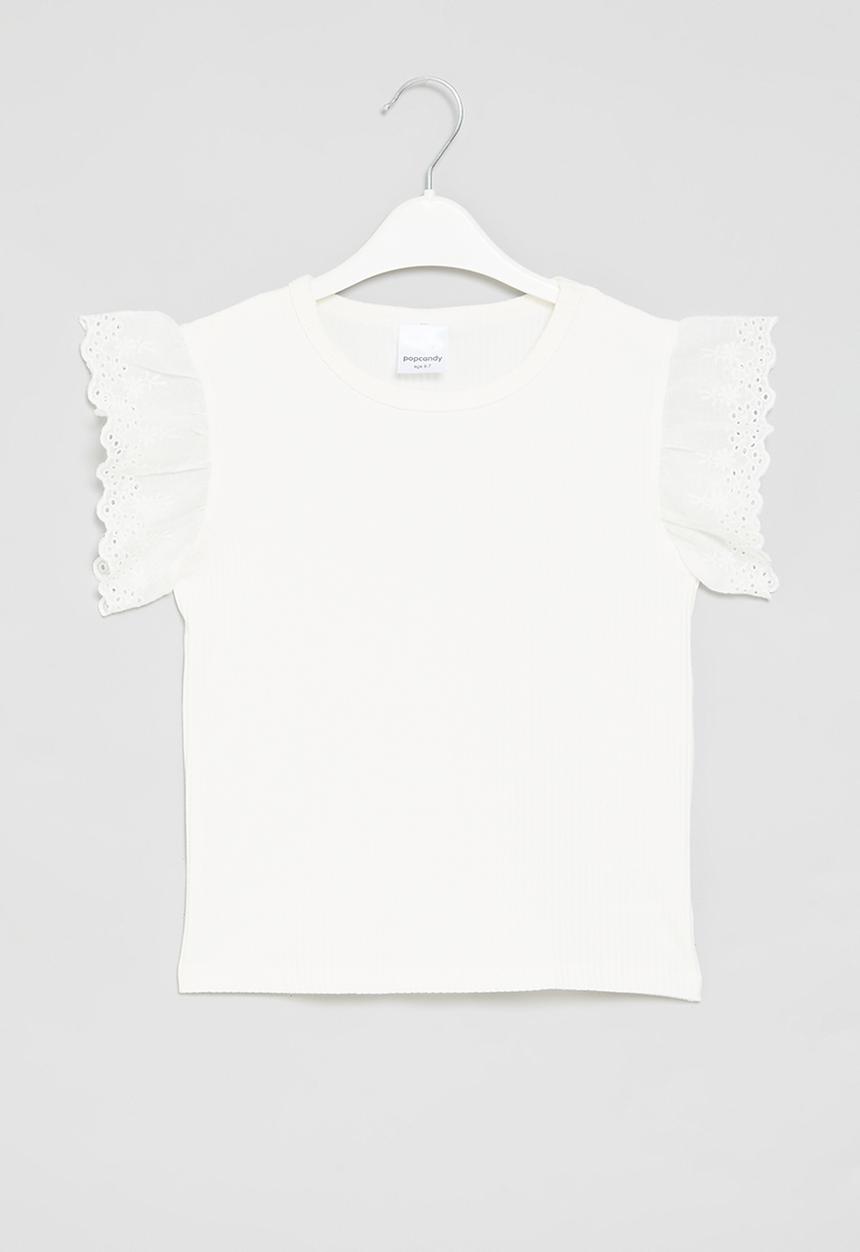 Pop Candy - Anglaise sleeve top - white