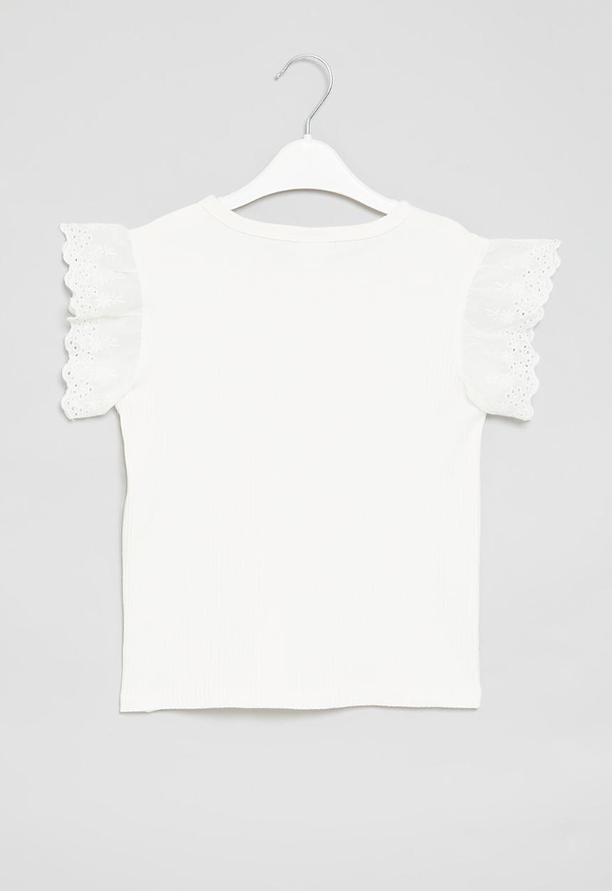 Pop Candy - Anglaise sleeve top - white
