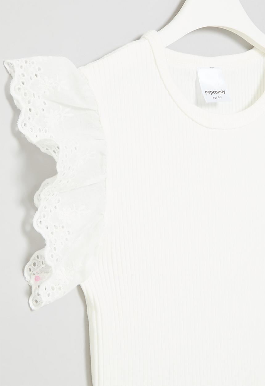 Pop Candy - Anglaise sleeve top - white