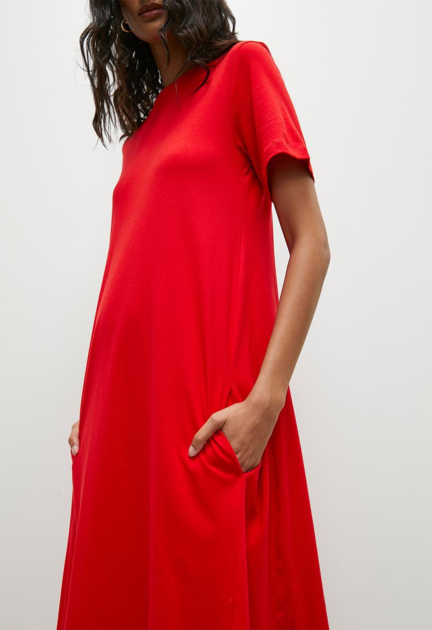 Superbalist - Trapeze hem shirt dress with pockets - red