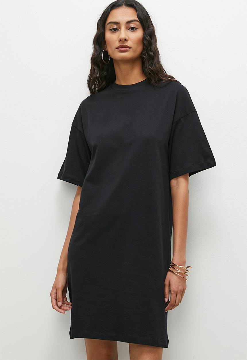 Blake - Drop shoulder t-shirt dress - black