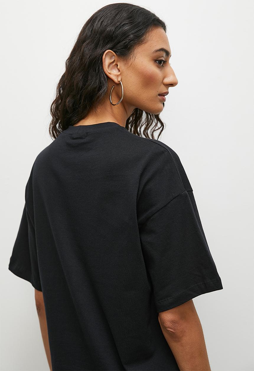 Blake - Drop shoulder t-shirt dress - black