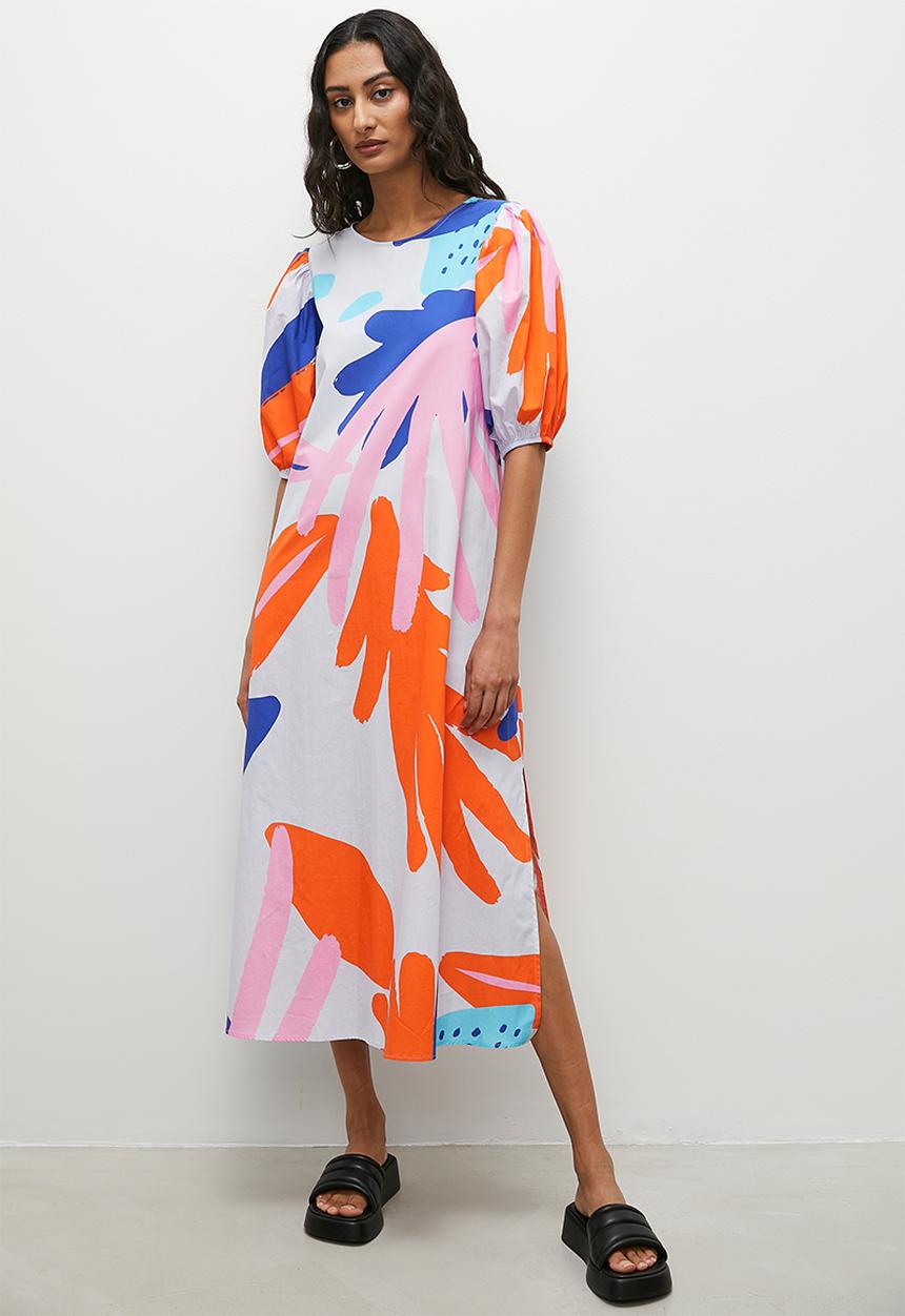 Superbalist - puff sleeve coloumn midi dress - floral