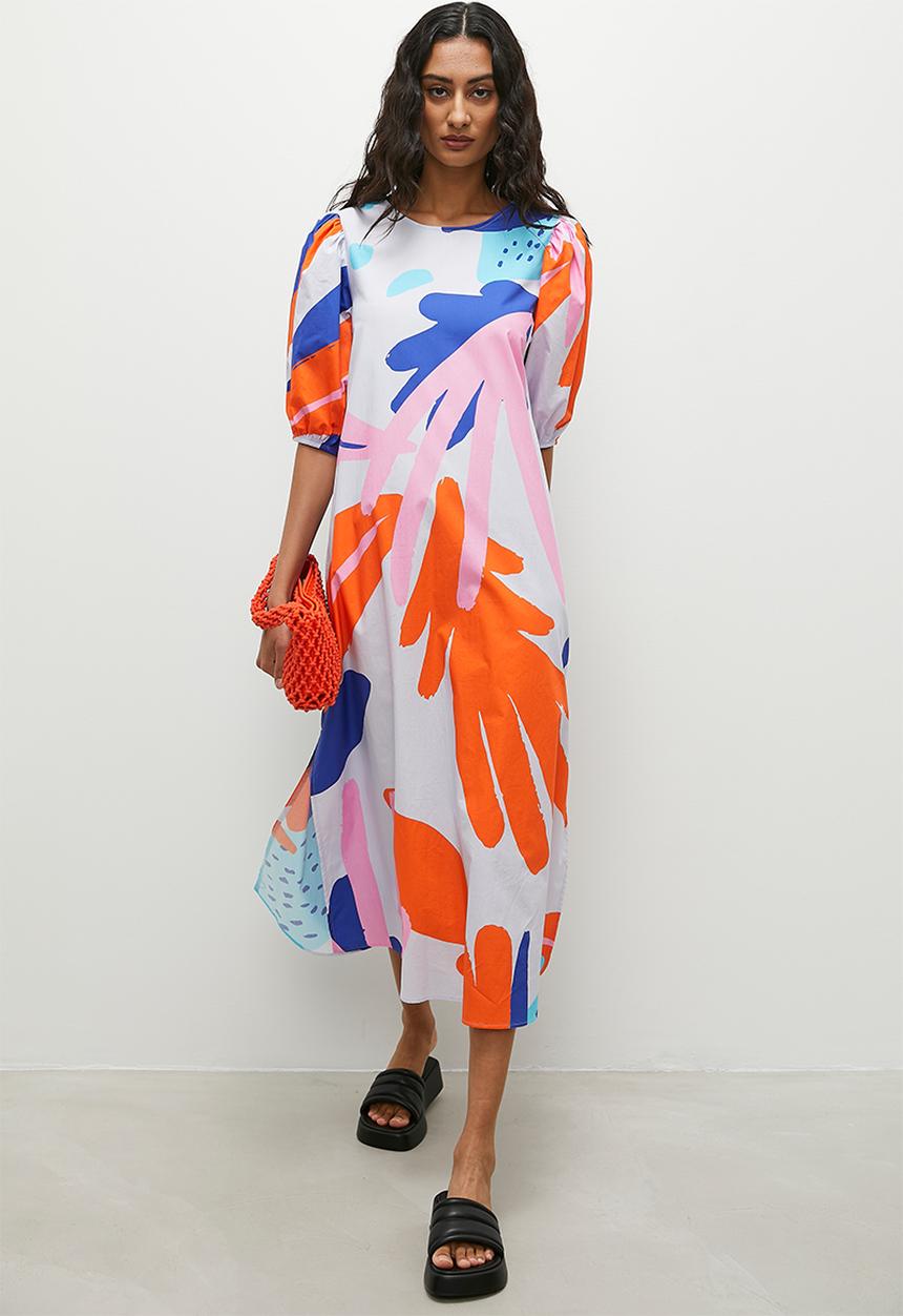 Superbalist - puff sleeve coloumn midi dress - floral