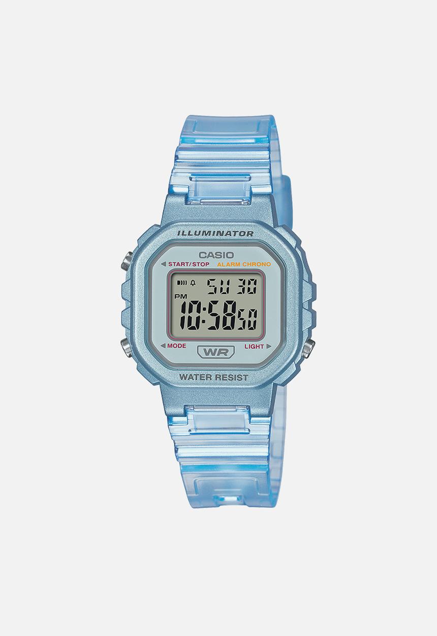 Casio - Digital resin semi trans watch - blue