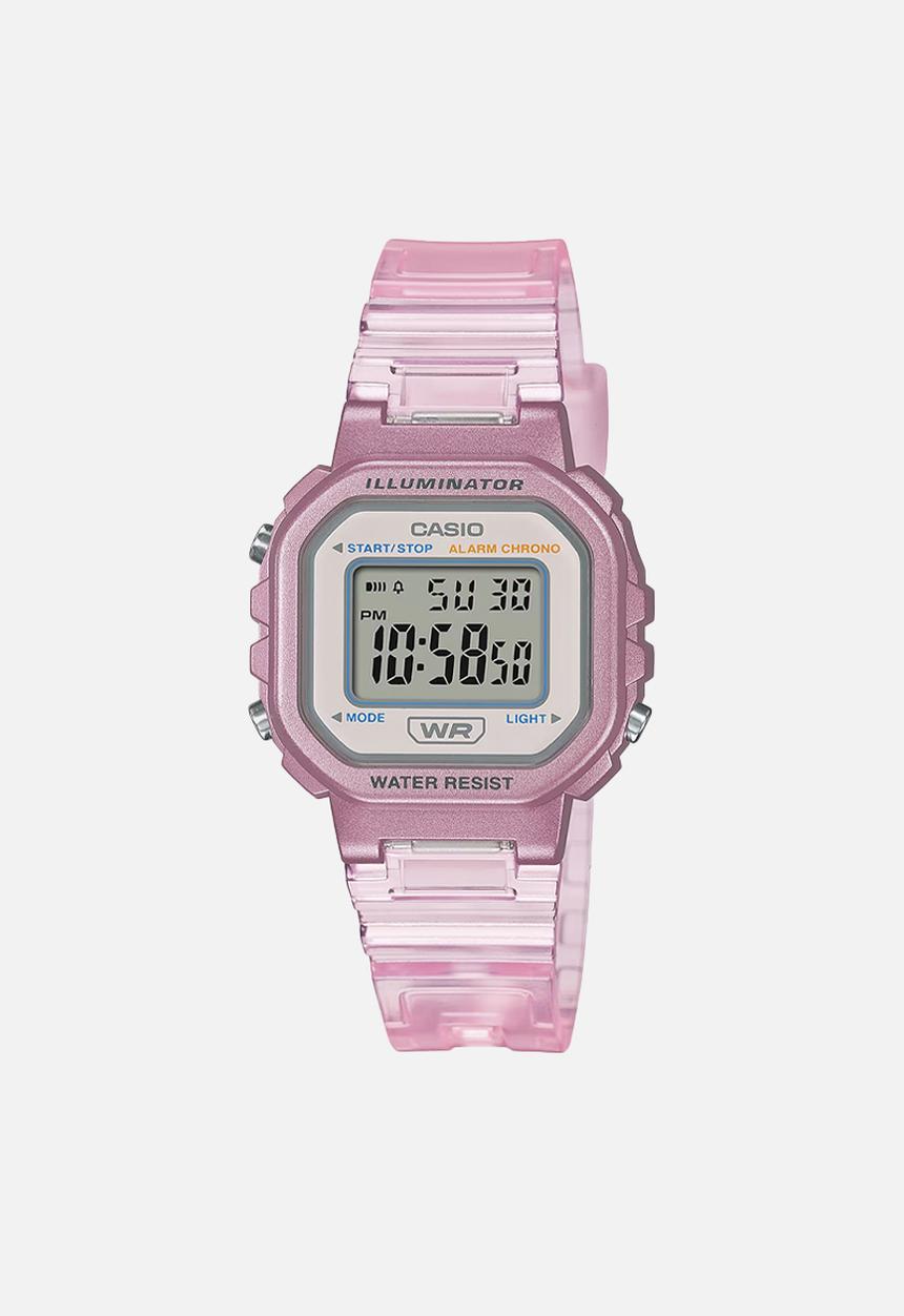 Casio - Digital resin semi trans watch - pink