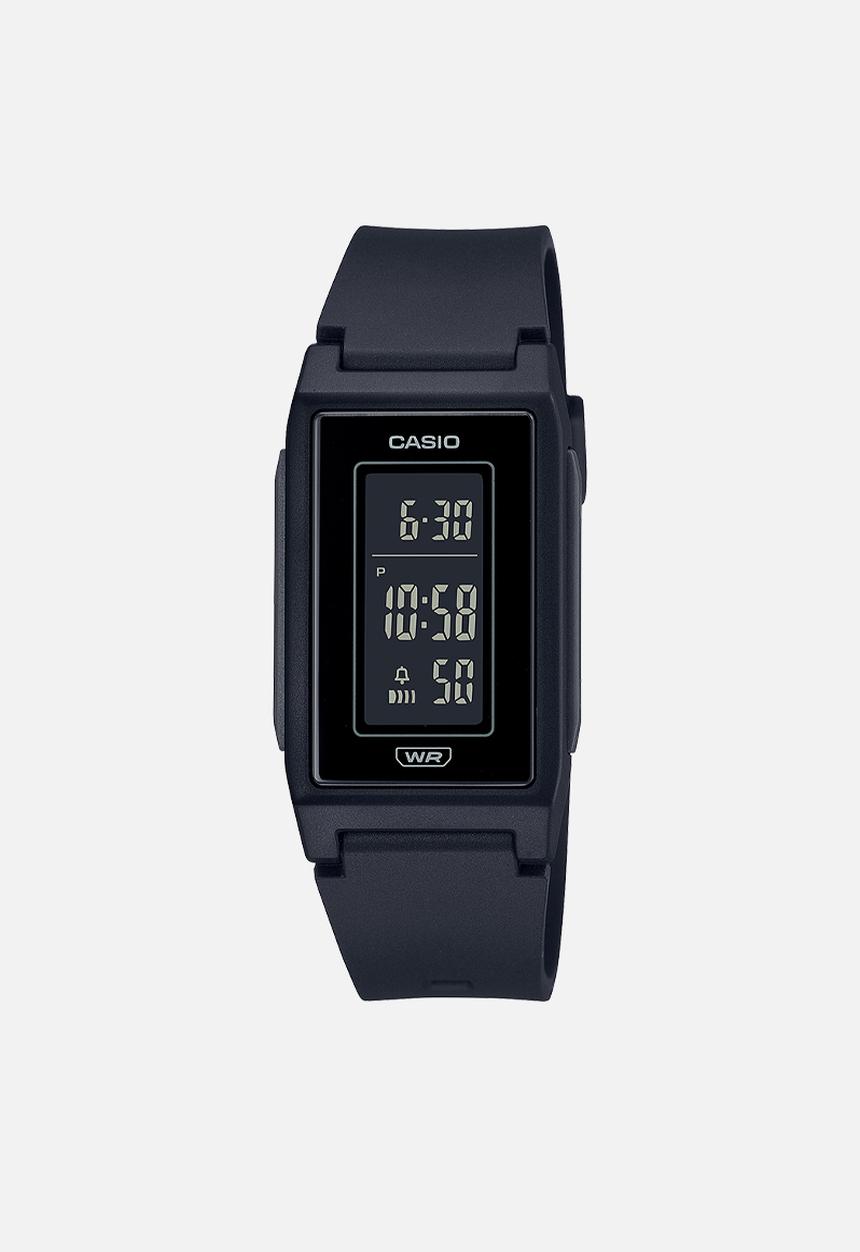 Casio - Digital resin slim light watch - black
