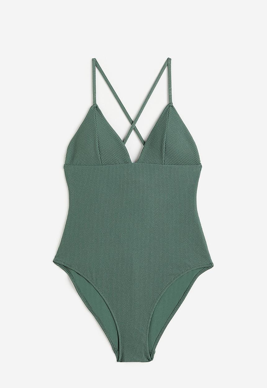 H&M - Padded-cup swimsuit - khaki green