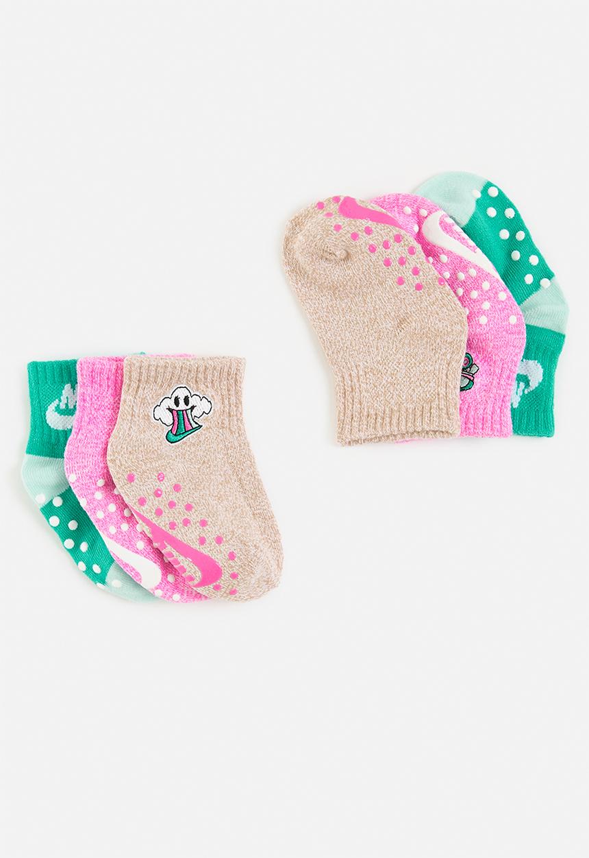 Nike - Nike "n" is for nike infant/toddler ankle socks 3-pack - light-pink