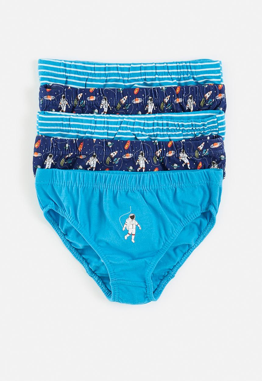 MINOTI - Boys multi space 5 pack underpants - blue & navy
