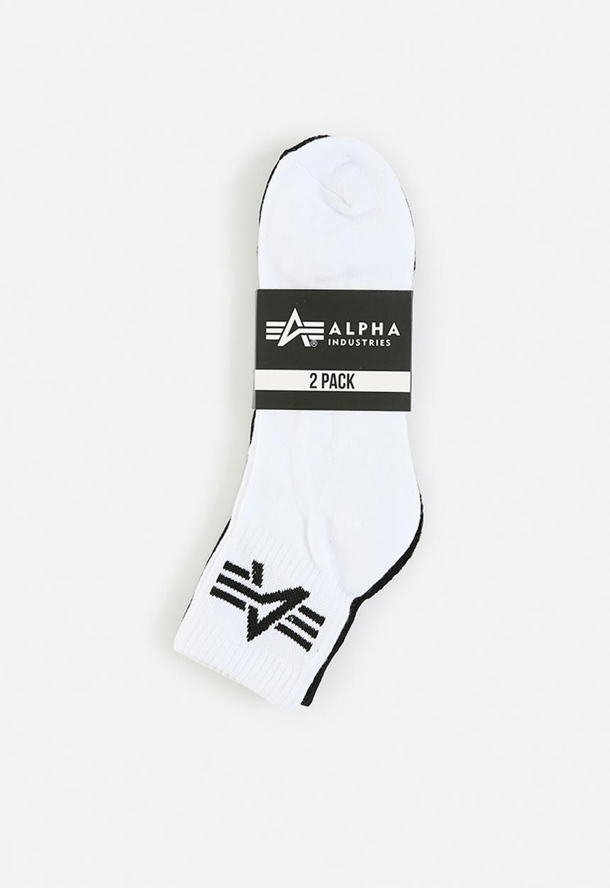 Alpha Industries - AI Logo calf socks 2 pack - black & white 