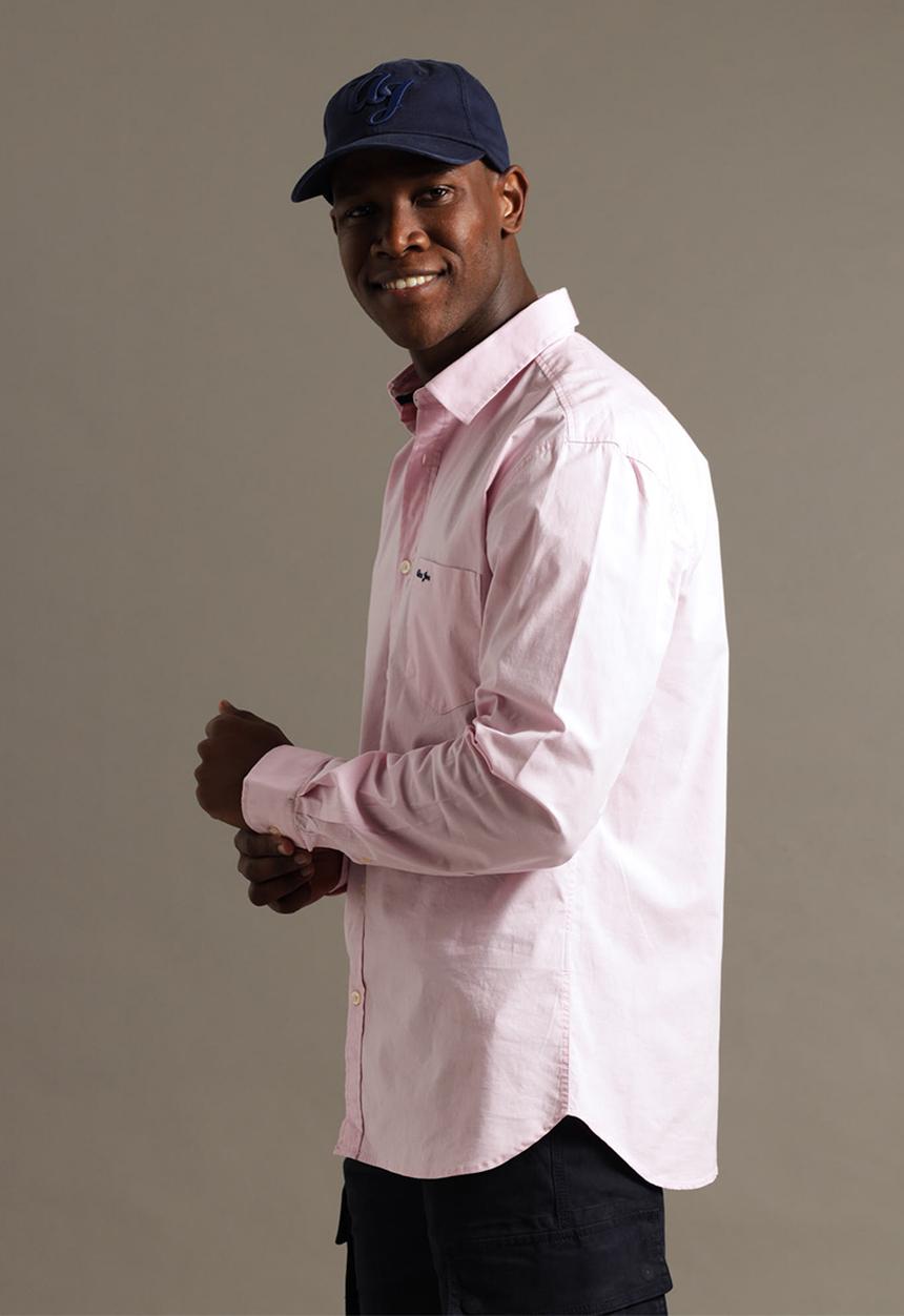 Aca Joe - Mens aca joe stretch poplin shirt long sleeve - sachet pink