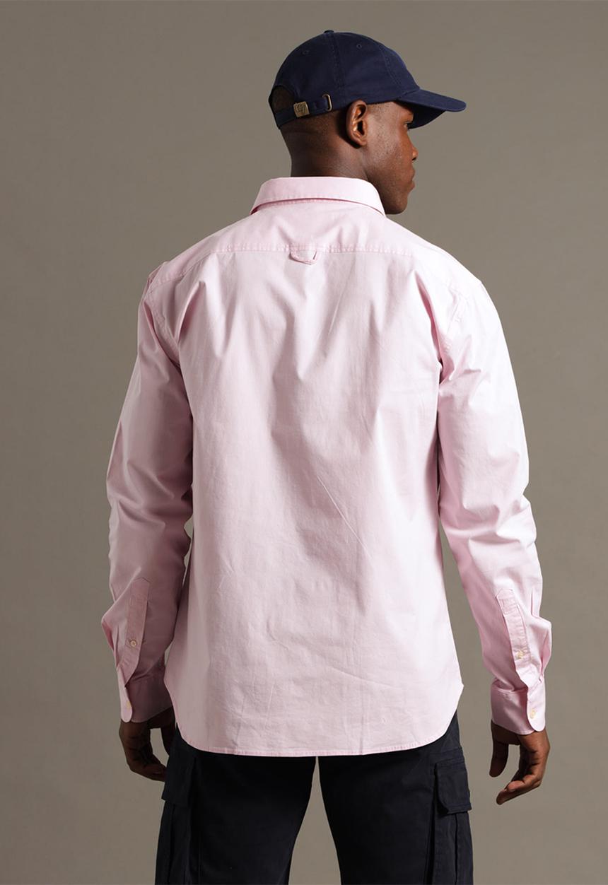 Aca Joe - Mens aca joe stretch poplin shirt long sleeve - sachet pink