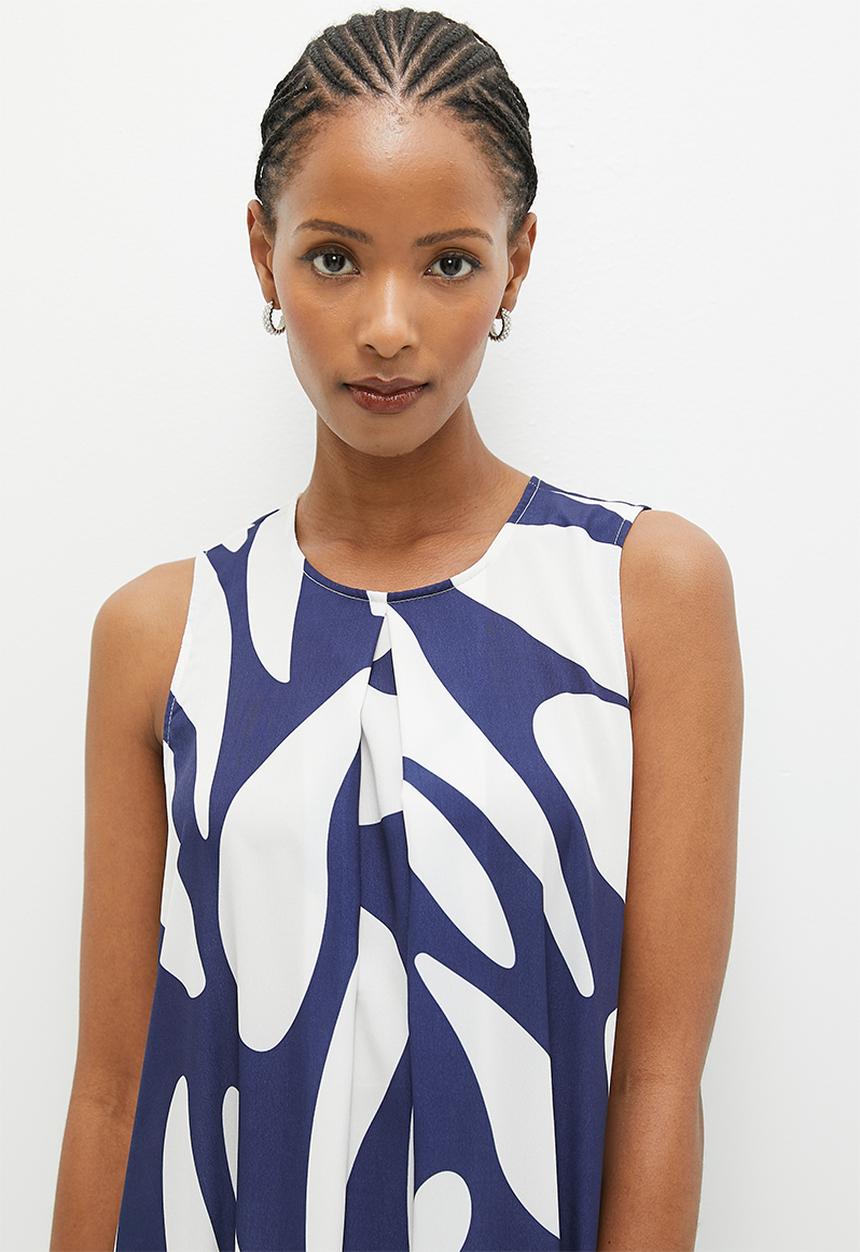 edit - Sleeveless trapeze maxi dress - tear drop navy