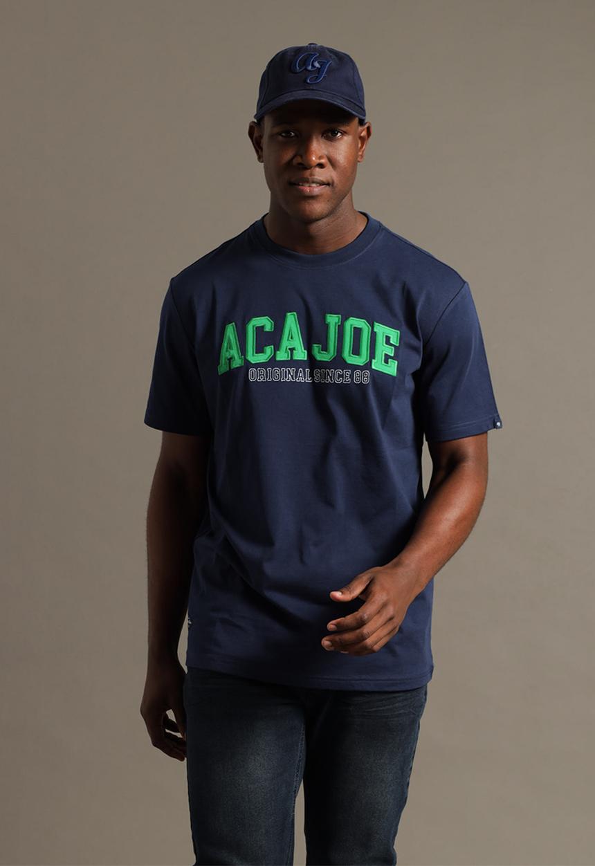 Aca Joe - Mens aca joe applique & embroidery crew tee short sleeve - dress blue