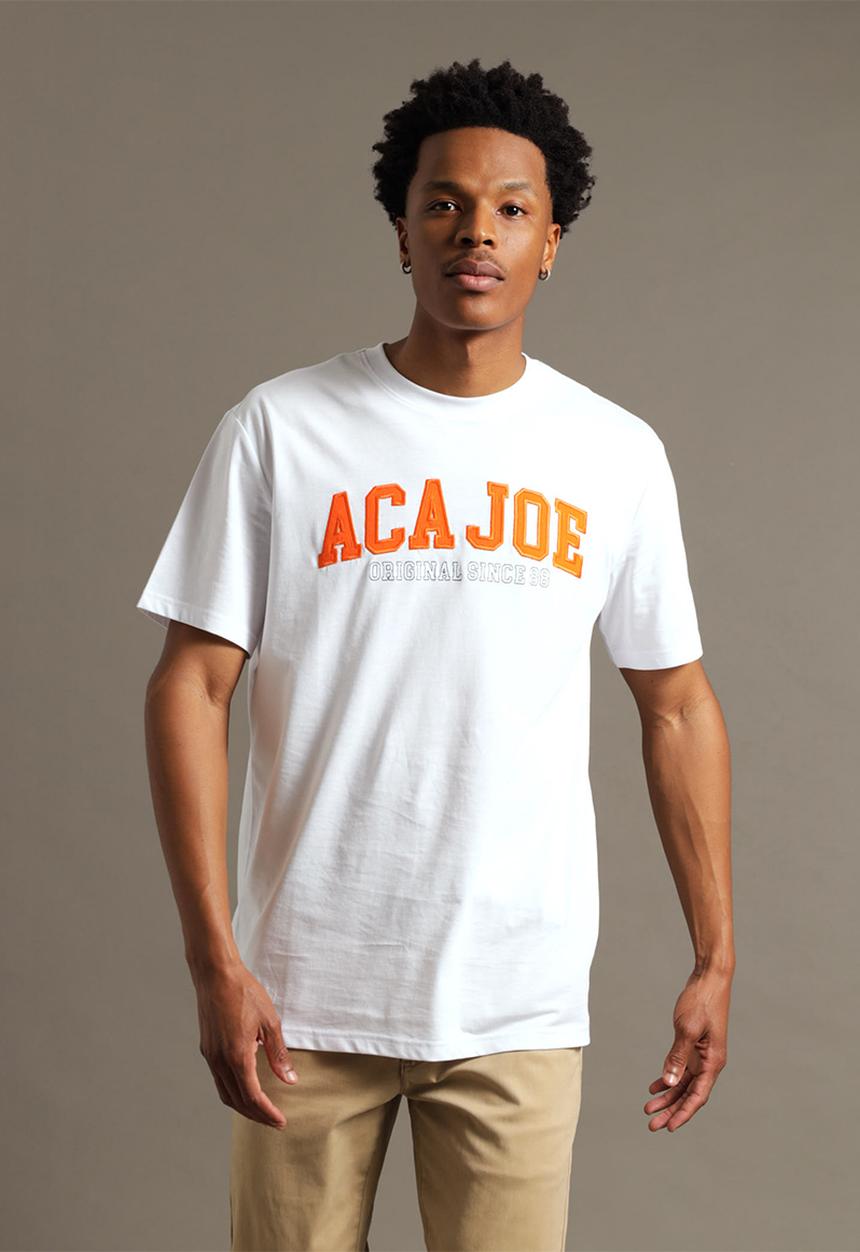 Aca Joe - Mens aca joe applique crew tee short sleeve - white