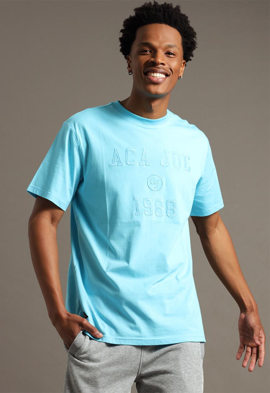 Aca Joe - Mens aca joe tonal embroidery short sleeve crew tee - bachelor button