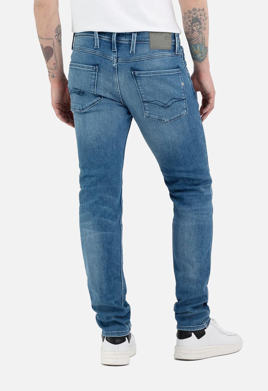 Replay - ANBASS 12 oz mid blue power stretch denim - medium blue